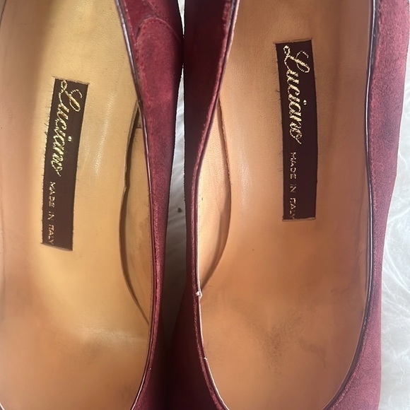 Vintage🧚♀️Luciano Suede Slip On Heel Pointed Toe Pumps Size EU 37.5 - Picture 6 of 16